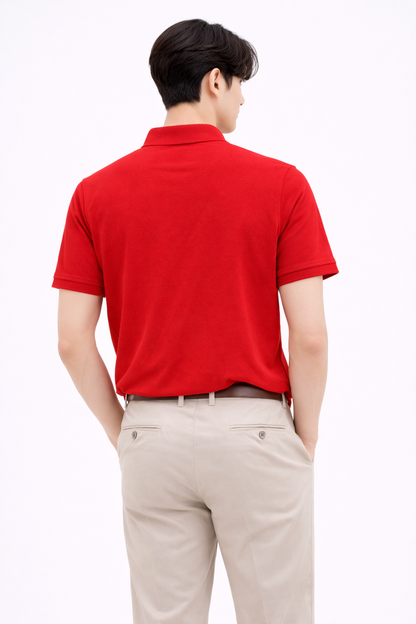 Attitude Start of Fashion Men’s Premium Red Polo T-Shirt – Bold Smart Casual Statement