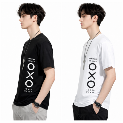 ATTITUDE START OF FASHION Pack of 2 Men’s Cotton Graphic T-Shirts (Black & White)