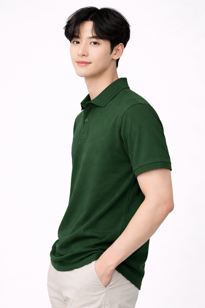 Attitude Start of Fashion Classic Green Polo T-Shirt for Men