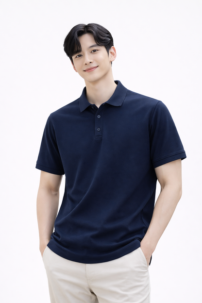 Attitude Start of Fashion Men’s Premium Navy Blue Polo T-Shirt – Classic Smart Casual Essential