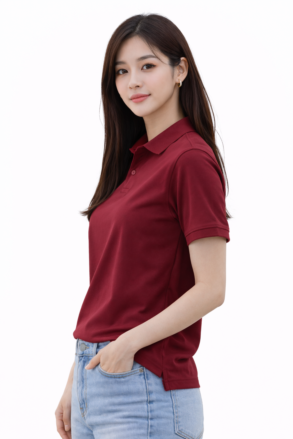 Attitude Start of Fashion Classic Maroon Polo T-Shirt for Women