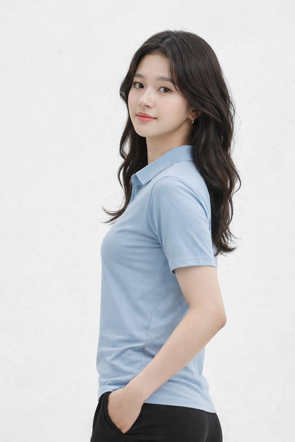 Attitude Start of Fashion Classic Sky Blue Polo T-Shirt for Women