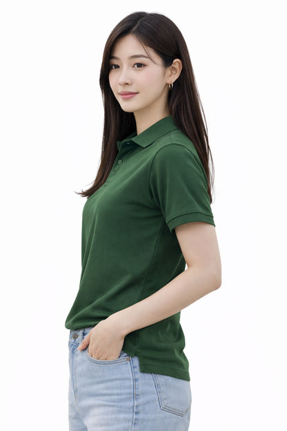 Attitude Start of Fashion Classic Green Polo T-Shirt for Women