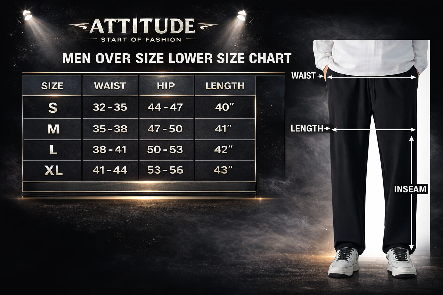 Attitude Start Of Fashion Men’s Black Flame Print Relaxed Fit Baggy Pants