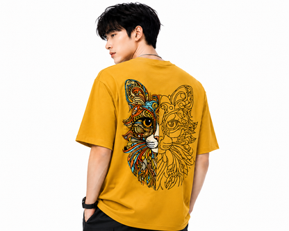 Attitude Cat Printed Oversized tshirt For Men| Trending T- Shirt