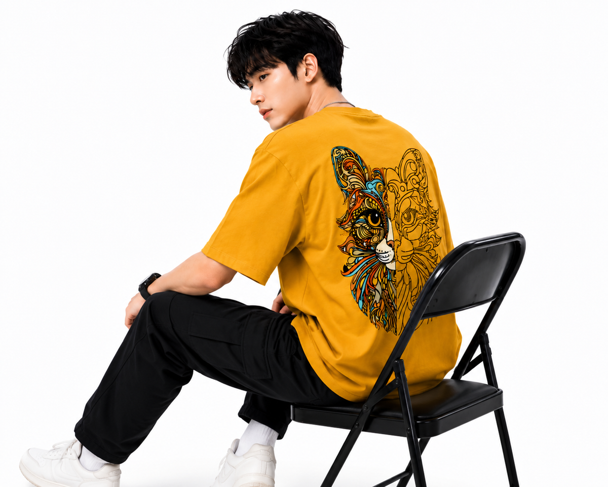 Attitude Cat Printed Oversized tshirt For Men| Trending T- Shirt